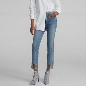 Dipped metallic ankle jeans